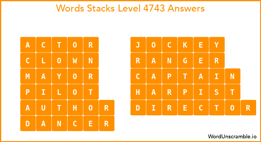 Word Stacks Level 4743 Answers