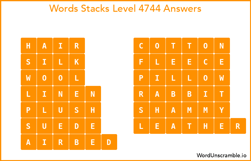 Word Stacks Level 4744 Answers