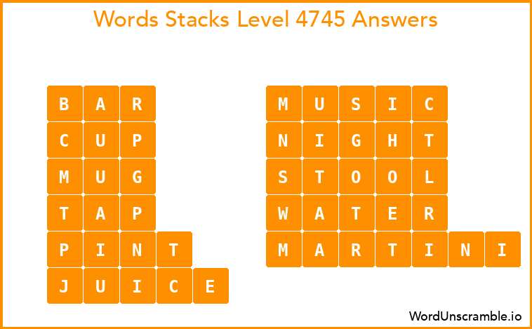 Word Stacks Level 4745 Answers
