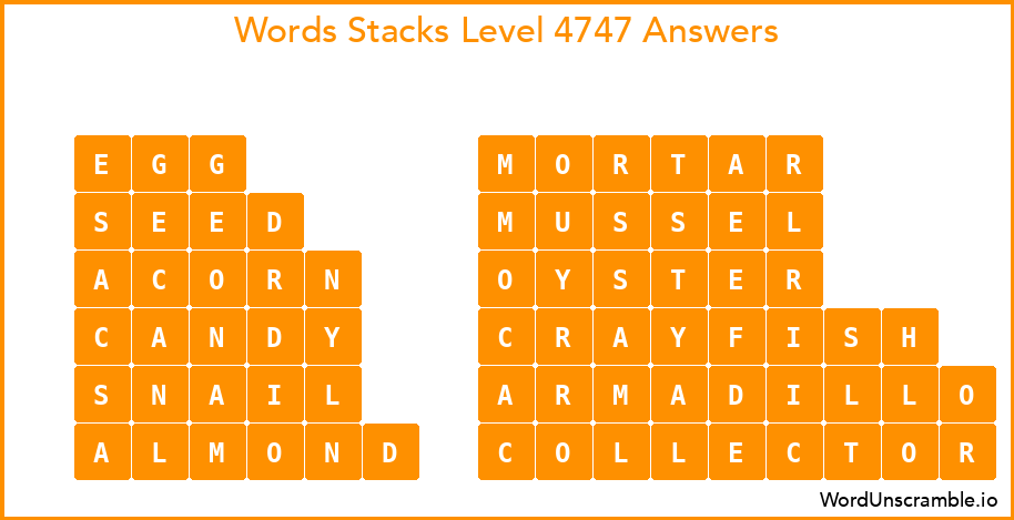 Word Stacks Level 4747 Answers