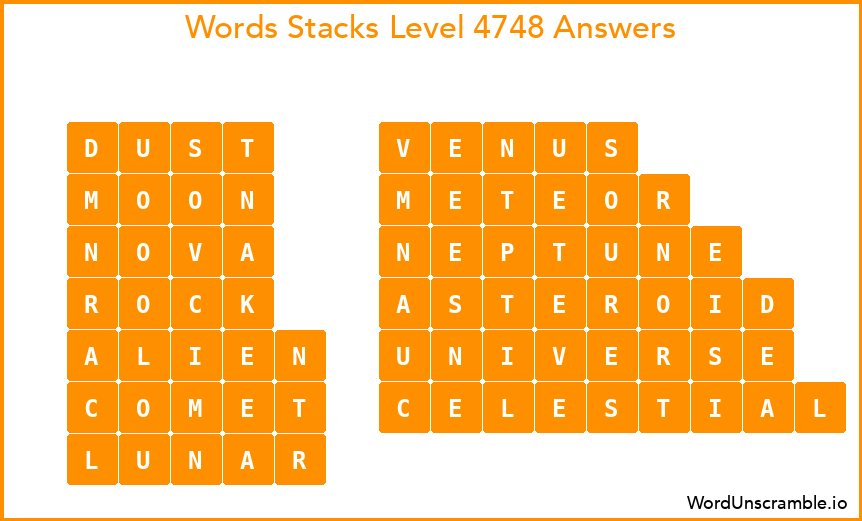 Word Stacks Level 4748 Answers