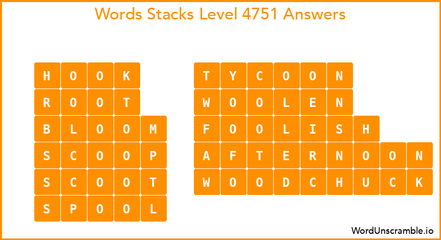 Word Stacks Level 4751 Answers