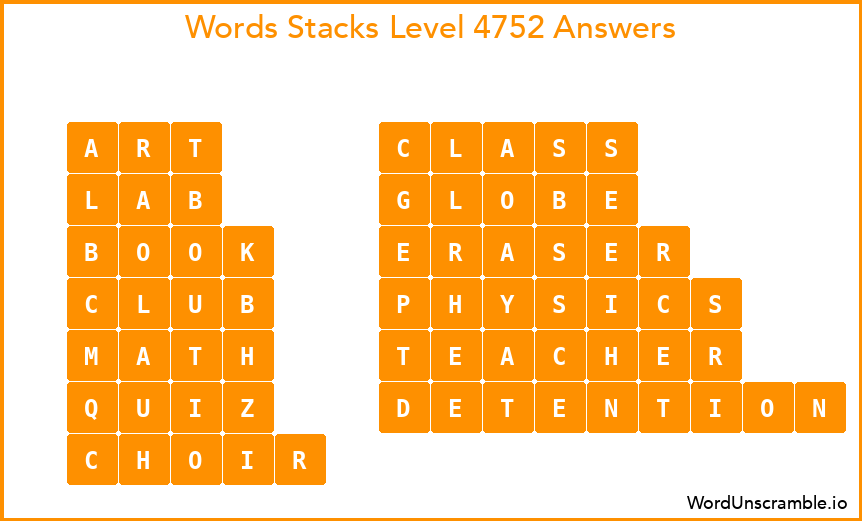 Word Stacks Level 4752 Answers