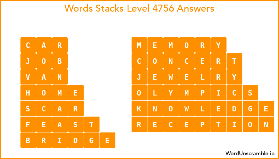 Word Stacks Level 4756 Answers
