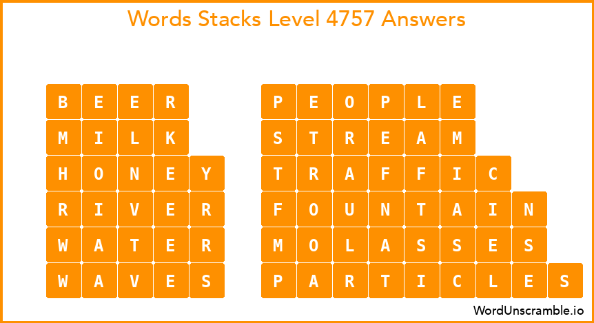 Word Stacks Level 4757 Answers
