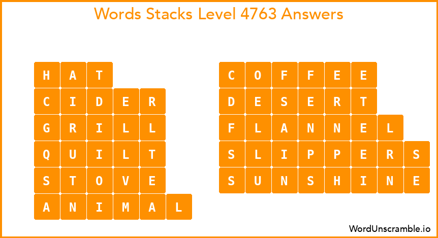 Word Stacks Level 4763 Answers