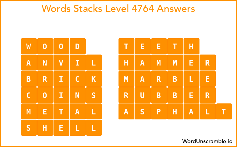 Word Stacks Level 4764 Answers