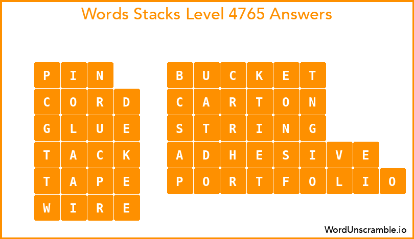 Word Stacks Level 4765 Answers