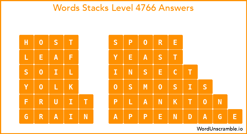 Word Stacks Level 4766 Answers