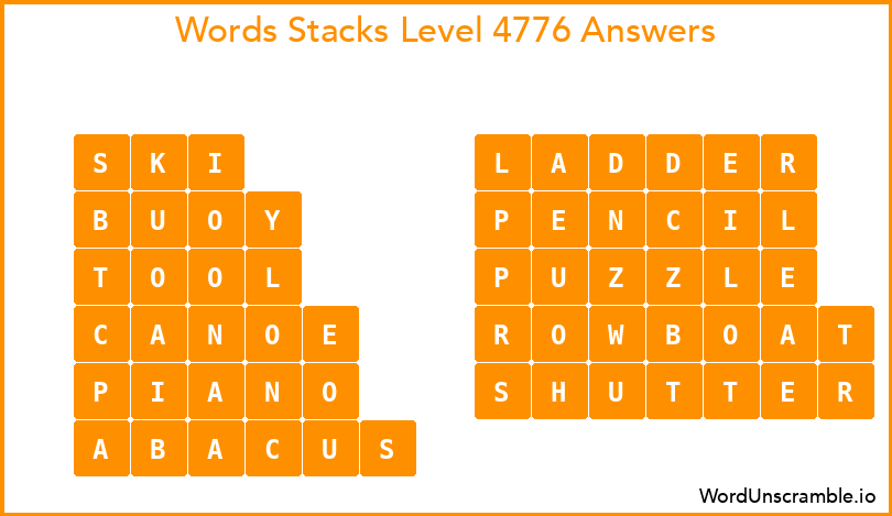 Word Stacks Level 4776 Answers