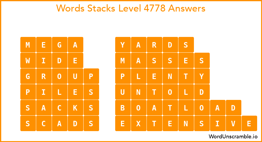 Word Stacks Level 4778 Answers