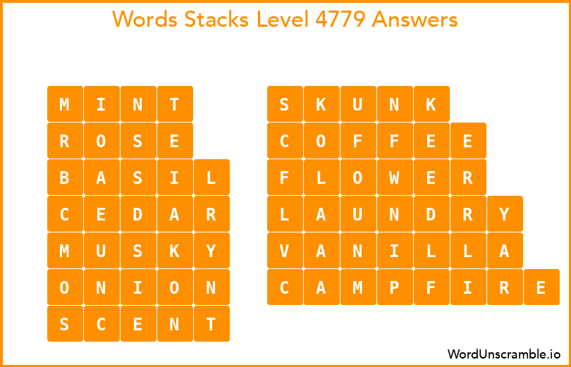 Word Stacks Level 4779 Answers