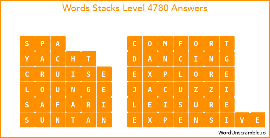 Word Stacks Level 4780 Answers