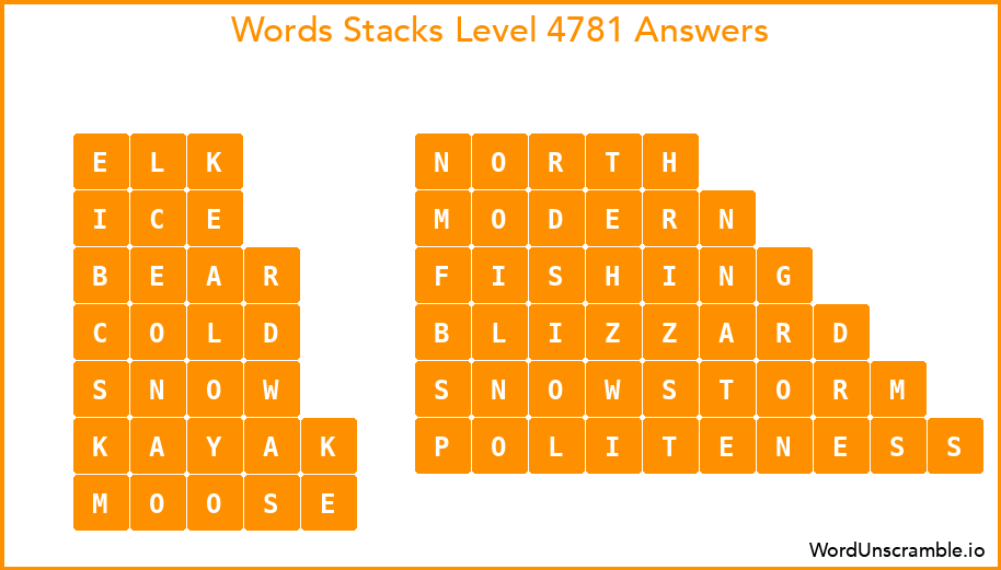 Word Stacks Level 4781 Answers