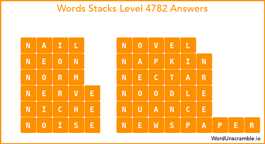 Word Stacks Level 4782 Answers