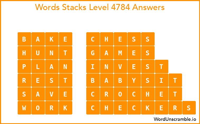 Word Stacks Level 4784 Answers