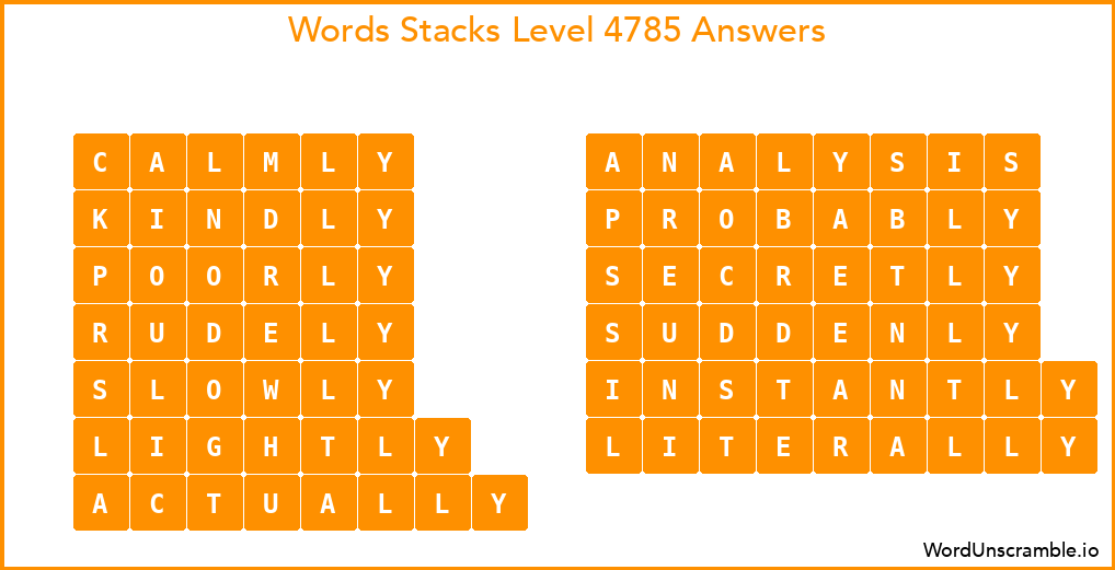 Word Stacks Level 4785 Answers