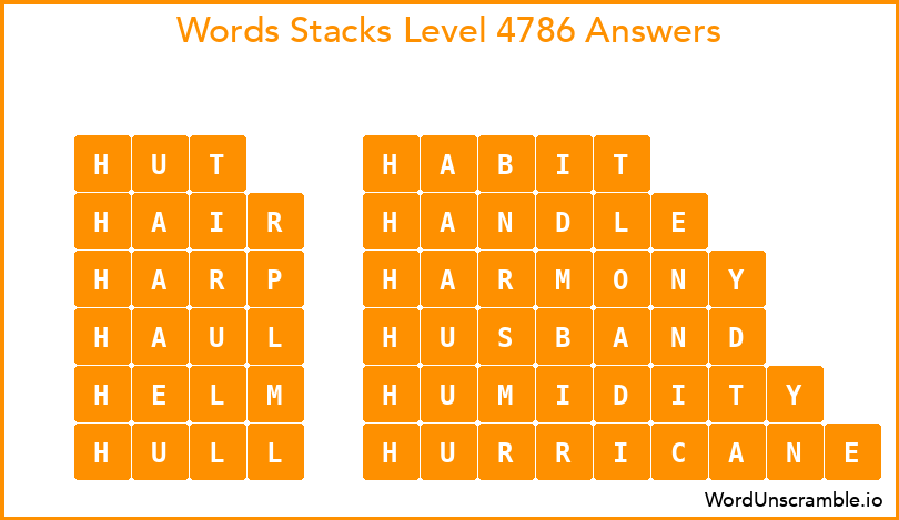 Word Stacks Level 4786 Answers