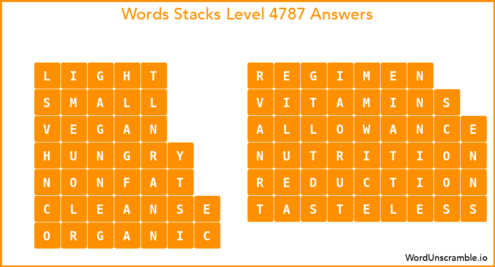 Word Stacks Level 4787 Answers