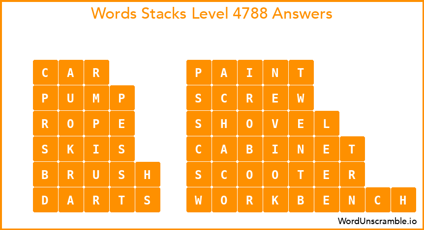 Word Stacks Level 4788 Answers