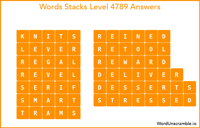 Word Stacks Level 4789 Answers