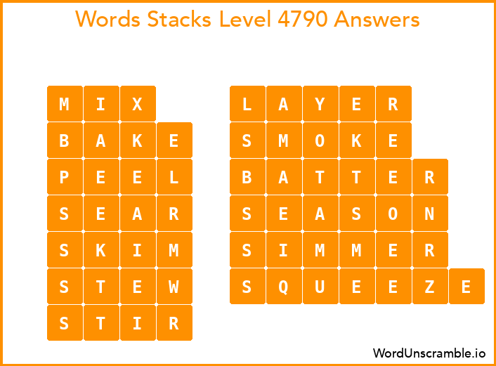 Word Stacks Level 4790 Answers