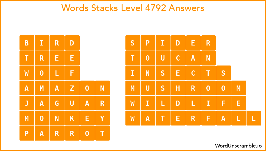Word Stacks Level 4792 Answers