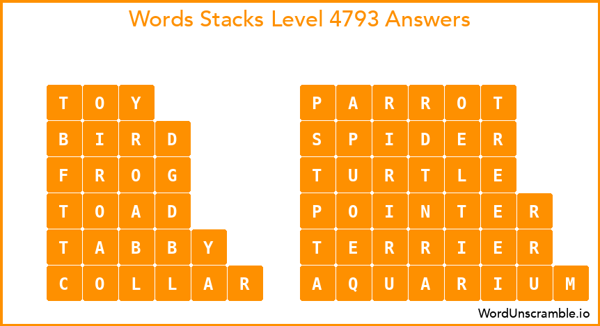 Word Stacks Level 4793 Answers