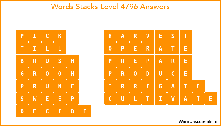 Word Stacks Level 4796 Answers