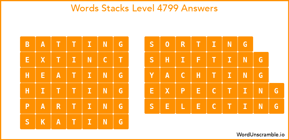 Word Stacks Level 4799 Answers