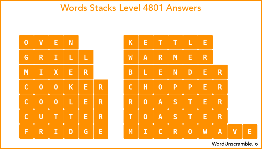 Word Stacks Level 4801 Answers