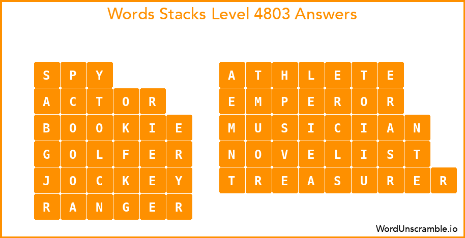 Word Stacks Level 4803 Answers