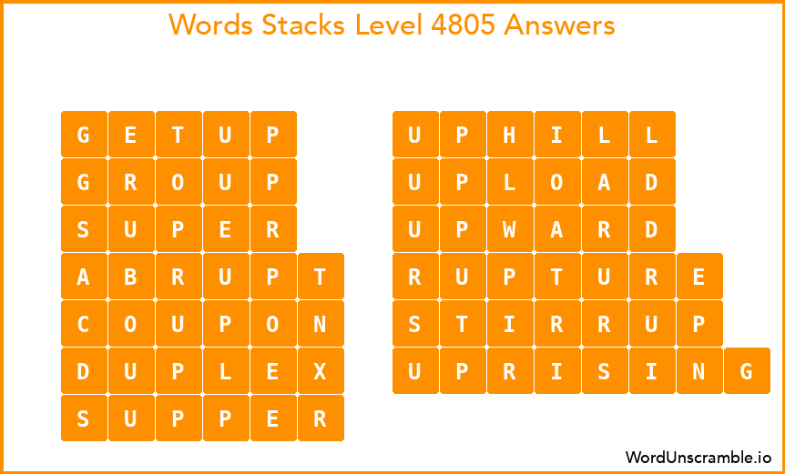 Word Stacks Level 4805 Answers