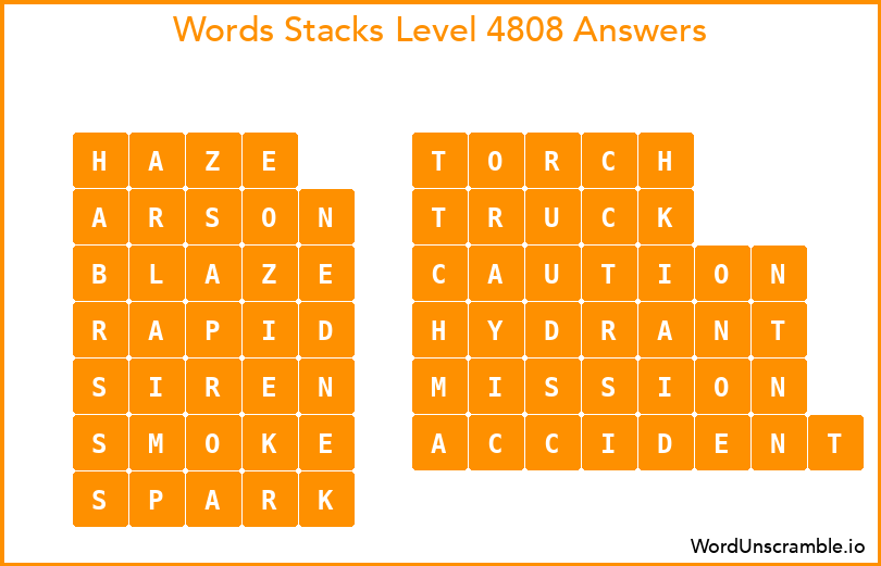 Word Stacks Level 4808 Answers