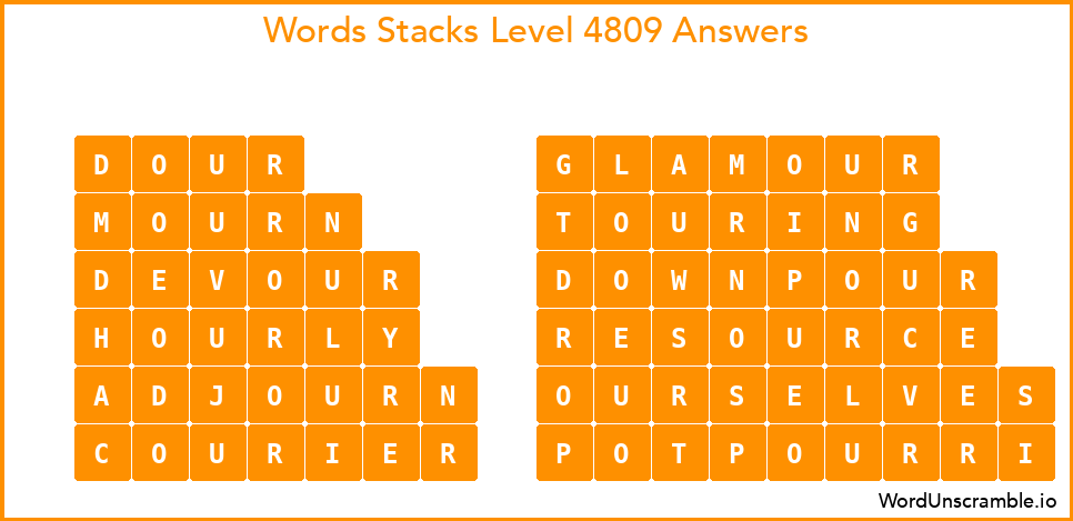 Word Stacks Level 4809 Answers