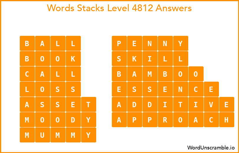 Word Stacks Level 4812 Answers
