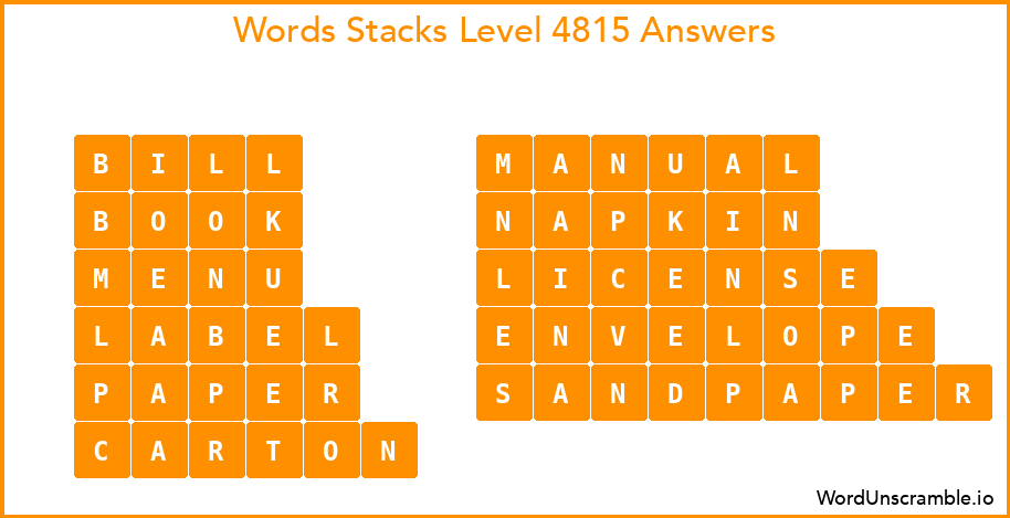 Word Stacks Level 4815 Answers