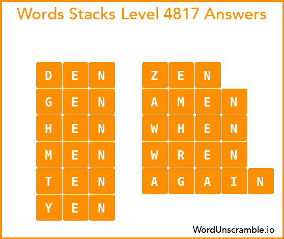 Word Stacks Level 4817 Answers