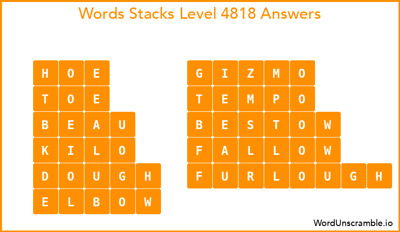 Word Stacks Level 4818 Answers