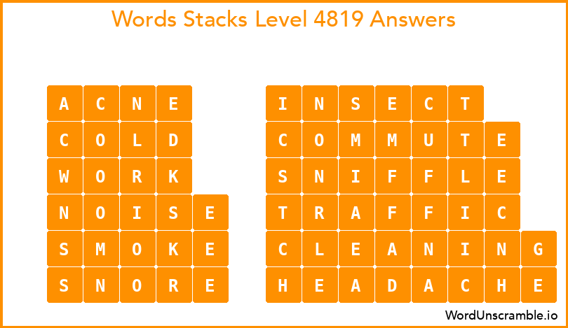 Word Stacks Level 4819 Answers