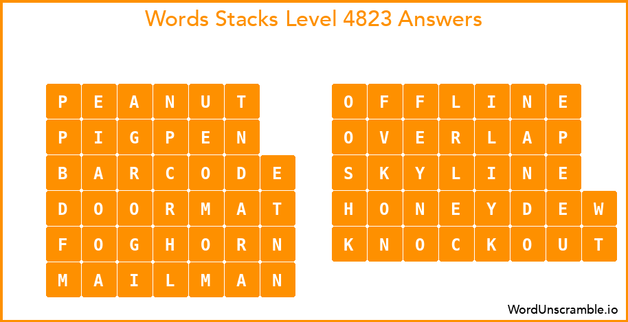 Word Stacks Level 4823 Answers
