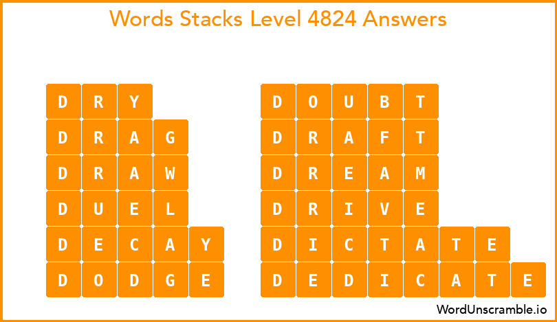 Word Stacks Level 4824 Answers