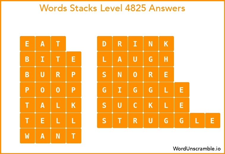 Word Stacks Level 4825 Answers