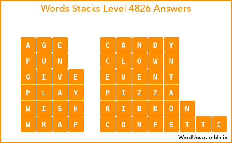 Word Stacks Level 4826 Answers