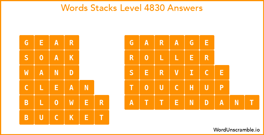 Word Stacks Level 4830 Answers