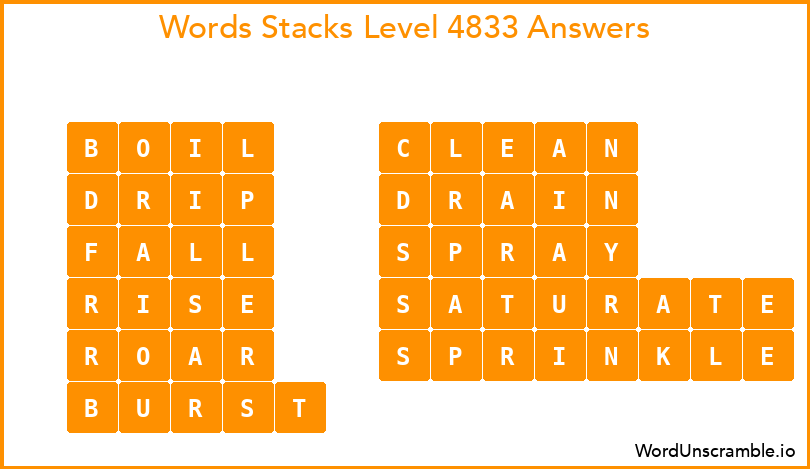 Word Stacks Level 4833 Answers