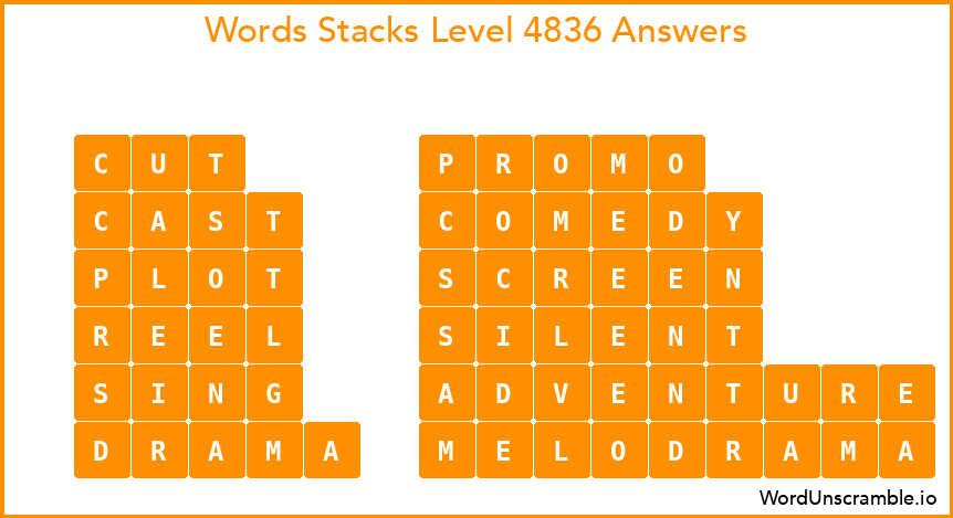 Word Stacks Level 4836 Answers
