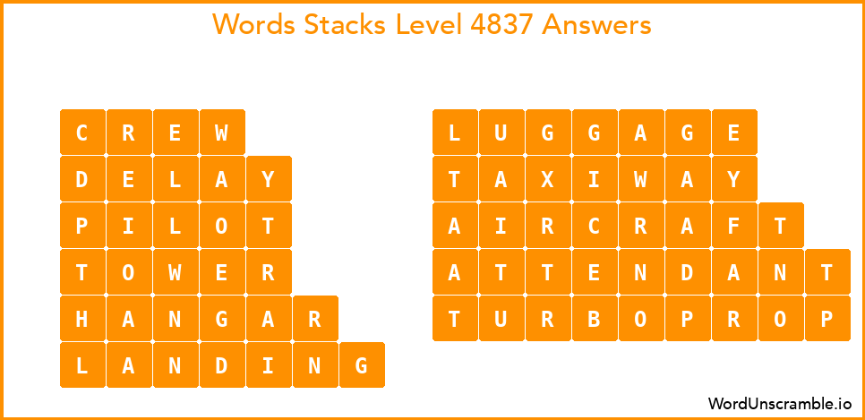 Word Stacks Level 4837 Answers