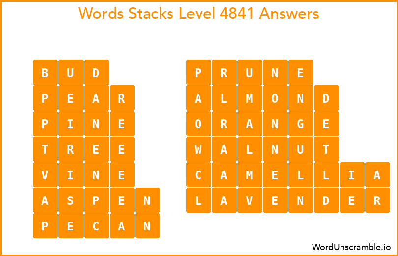 Word Stacks Level 4841 Answers