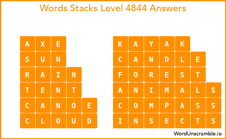 Word Stacks Level 4844 Answers